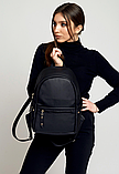 Модний жіночий рюкзак міні з штучної шкіри, чорний, фото 5