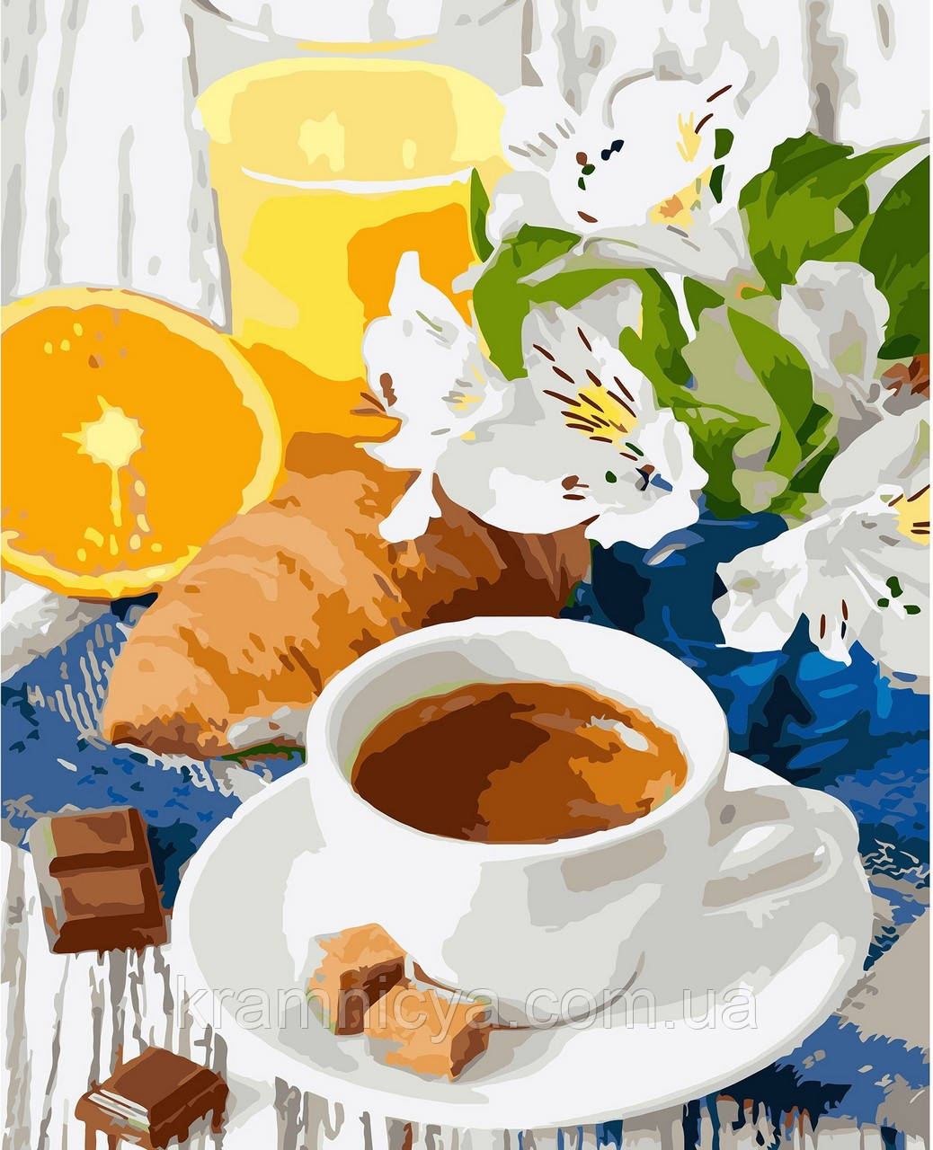 Картина за номерами Чай, сік і круасан, 40х50 Strateg (VA-3242), фото 1
