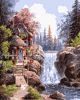 Картина по номерам Домик возле водопада, 40х50 Strateg (VA-0423)