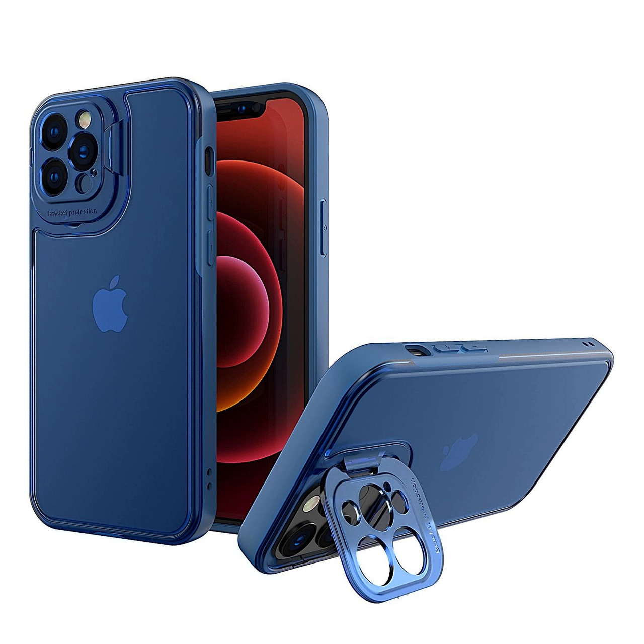 Протиударний чохол для iPhone 12 Pro синій матовий бампер-захист камери