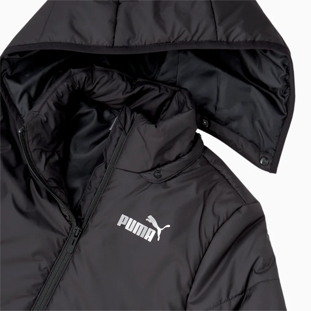 Puma essentials padded long black cheap coat