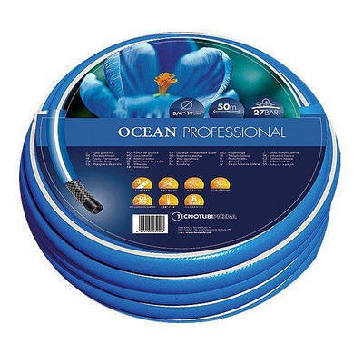 Шланг садовий діаметр 5/8", довжина 20 м, до 12 бар, армований, тришаровий, Ocean Professional, Tecnotubi