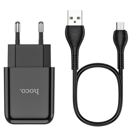 Опт Зарядний пристрій комплект - провід і вилка Hoco N2 Micro 1USB 2.1 A micro-USB black, фото 2