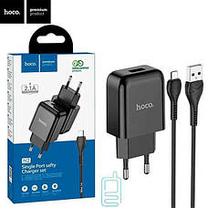 Опт Зарядний пристрій комплект - провід і вилка Hoco N2 Micro 1USB 2.1 A micro-USB black, фото 2