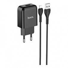 Опт Зарядний пристрій комплект - провід і вилка Hoco N2 Micro 1USB 2.1 A micro-USB black, фото 3