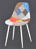 Стул Pascal Metal-WT Пэчворк №1 patchwork на белых ножках, дизайн Eames & Ray Eames