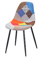 Стул Pascal Metal-BK Пэчворк №1 patchwork на черных ножках, дизайн Eames & Ray Eames