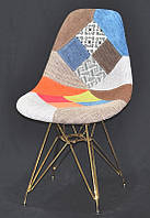 Стул Pascal GD-ML Пэчворк №1 patchwork на золотых ножках, дизайн Eames & Ray Eames