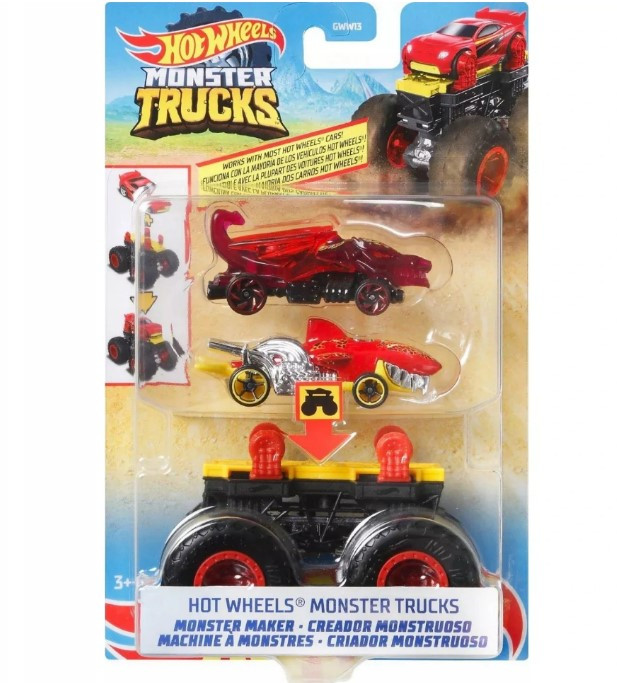 Hot Wheels Monster Trucks Набір з 2 машинок Хот Вілс Творець монстрів серії Monster Trucks Maker GWW13 жовта