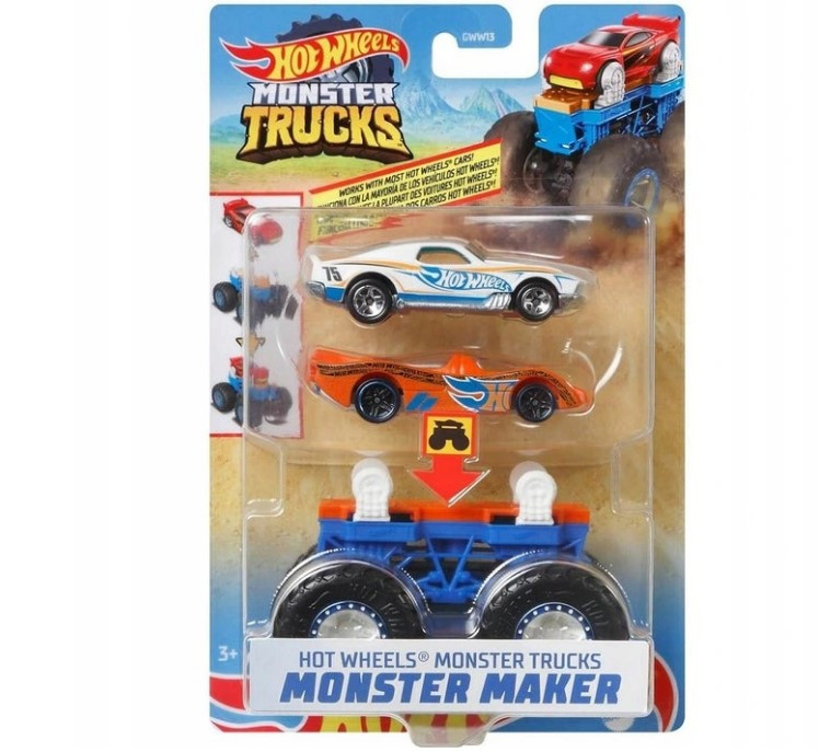 Hot Wheels Monster Trucks Набір з 2 машинок Хот Вілс Творець монстрів серії Monster Trucks Maker GWW13 синя