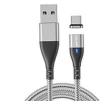 Магнитный Кабель Type-C - USB (2m) USLION US0159C Silver Провод для Зарядки Телефона Fast Charging 3A и