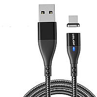 Магнитный Кабель microUSB - USB (2m) USLION US0159M Black Провод для Зарядки Телефона Fast Charging 3A и