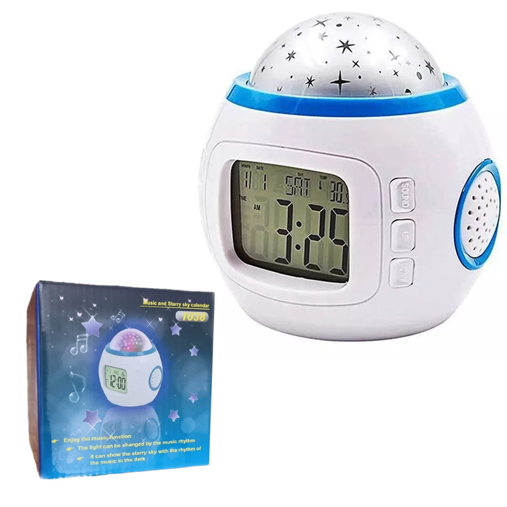Музичний проектор нічник Зіркове небо дитячий цифровий Настільний годинник будильник Starry Sky and calendar