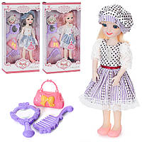 Кукла шарнирная в кружевном платье и шляпке с набором аксессуаров YF1102J
