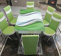Комплект обеденный раскладной стол из стекла и 6 стульев Турция
