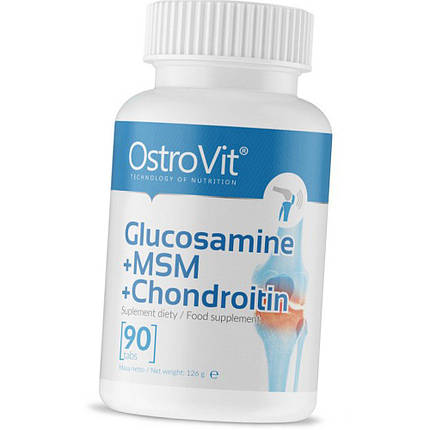 Для суглобів і зв'язок OstroVit Glucosamine MSM 90 таб Chondroitin, фото 2