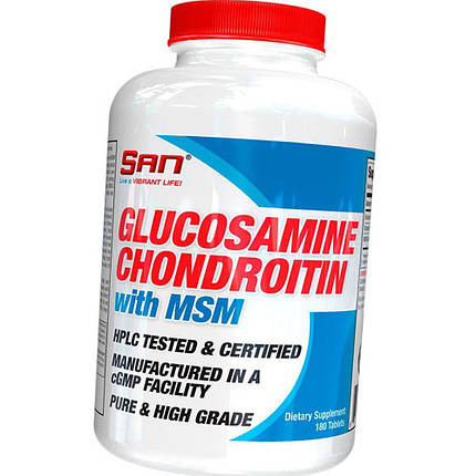 Глюкозамін Хондроїтин МСМ SAN Glucosamine Chondroitin MSM 180 таб, фото 3