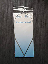 Спиці для в'язання Кругові, бренд Китай, Сталеві полегшені, на Металевому тросику, р 3.0 мм, довжина 40 см