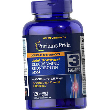 Puritan's Pride Double Strength Glucosamine, Chondroitin MSM 120 таб, фото 2