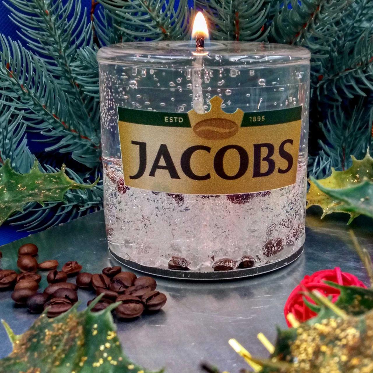 Декоративна гелева свічка Чародійка 9502 циліндр з логотипом корпоративний сувенір, фото 1