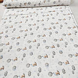 Фланель для пелюшок хмари, ведмедики та сірі зірки на білому, ш. 240 см, фото 2