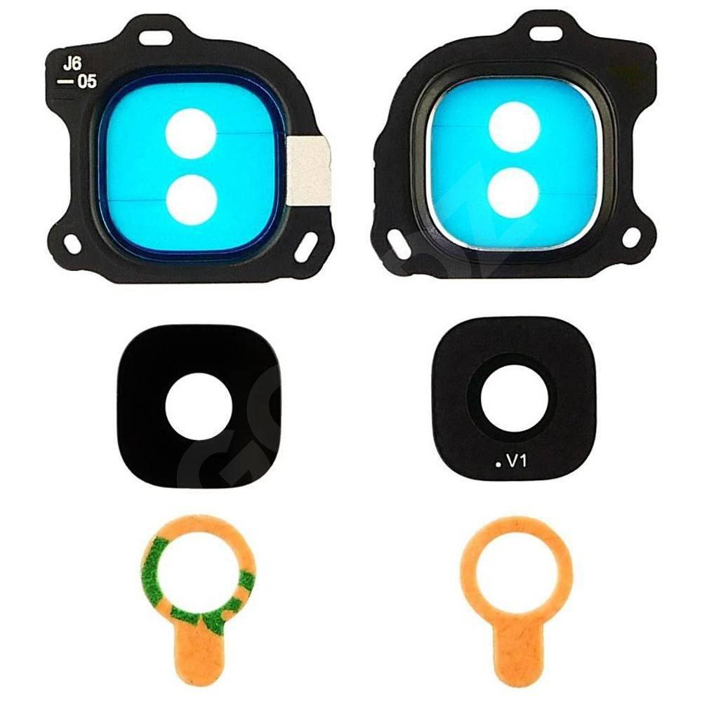 Скло камери для Samsung J600 Galaxy J6 2018, з рамкою, колір чорний, фото 1