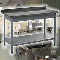 Кухонний стіл 600х1100 мм СВ-4, металевий виробничий стіл з полкою, сталевий виробничий стіл