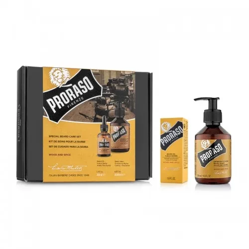 Чоловічий подарунковий набір для догляду за бородою Proraso Oil Duo Pack Wood & Spice (Шампунь, олія)