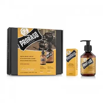 Чоловічий подарунковий набір для догляду за бородою Proraso Oil Duo Pack Wood & Spice (Шампунь, олія)