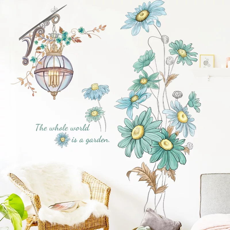 Наклейки в салон краси на стіни Зелені квіти ліхтар (лист 60 х 90 см) Б390