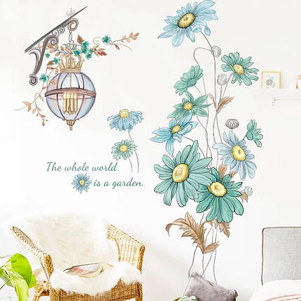 Наклейки в салон краси на стіни Зелені квіти ліхтар (лист 60 х 90 см) Б390, фото 1