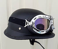 Шлем-каска немецкая черная матовая с очками