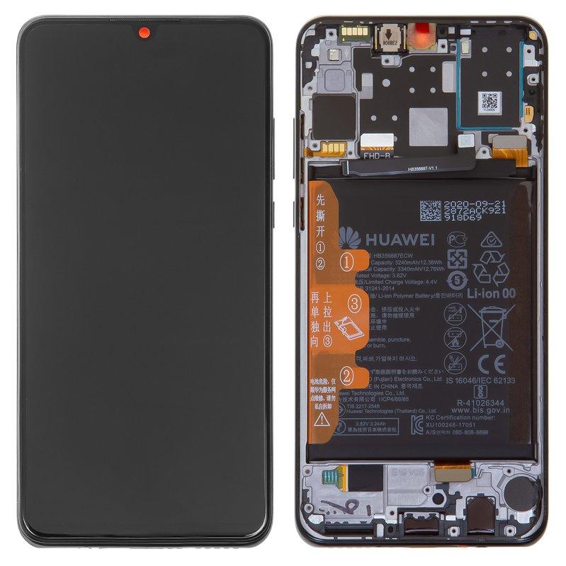 Дисплей для Huawei P30 Lite | Nova 4e з сенсором в рамці з акумулятором (Синій) Сервісний оригінал