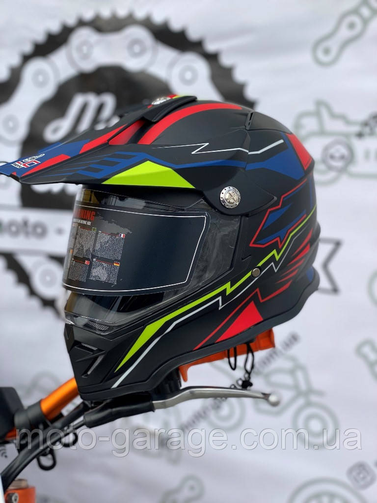 (SCORPION) Шолом кросовий/ендуро/АТV зі склом (сертифікації DOT/ECE) SCO-819-7 М (57-58 см), ЧОРНИЙ матовий