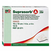 Повязка кальциево-альгинатная с ионами серебра SUPRASORB A+Ag 10х10 см (10 шт/уп)