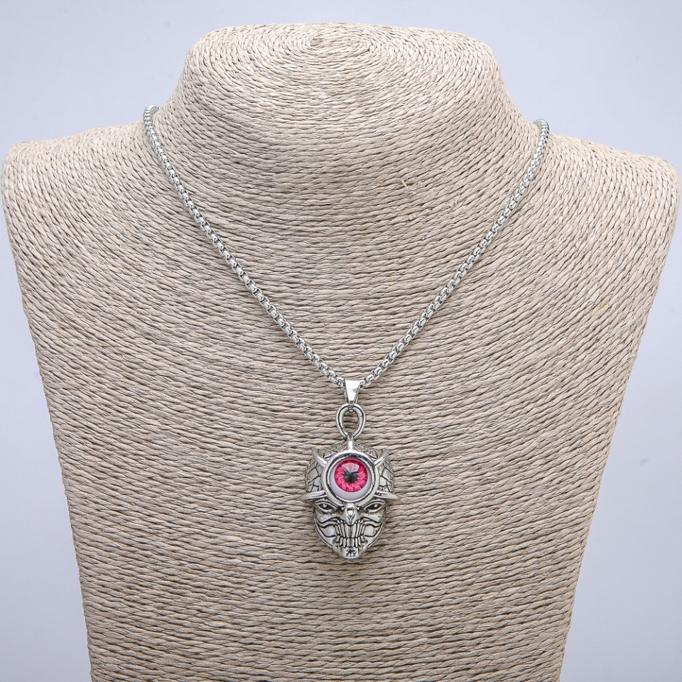 Кулон "Череп з оком" 45х27мм на ланцюжку L-70см сріблястий метал, фото 1
