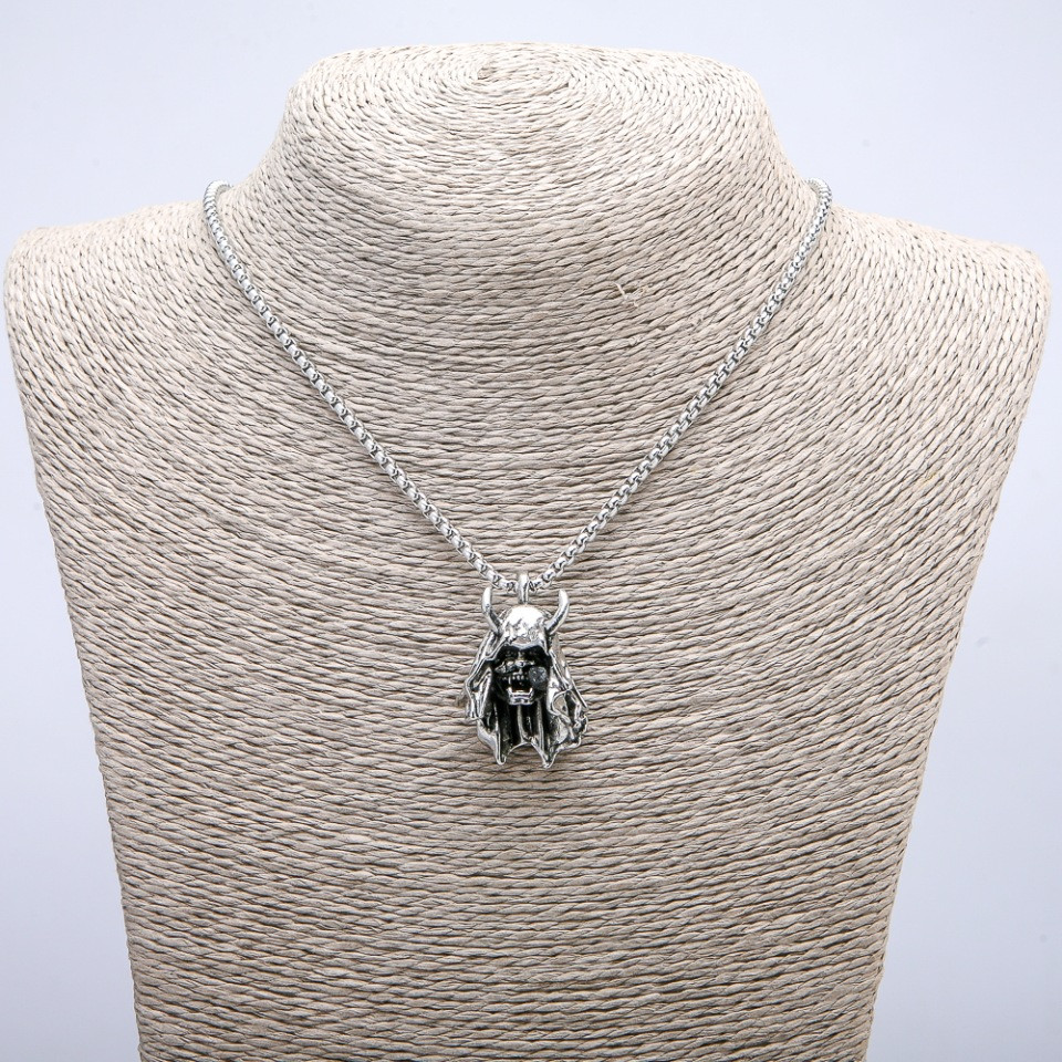 Кулон "Демон" 35х24мм на ланцюжку L-70см сріблястий метал, фото 1