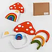 Розвивальна дитяча гра райдужна пірамідка «Грибочок» дерев'яна / Логічний будівельний набір, фото 5