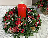 Вінок із падуба та хвойних гілок — 30 см, фото 5