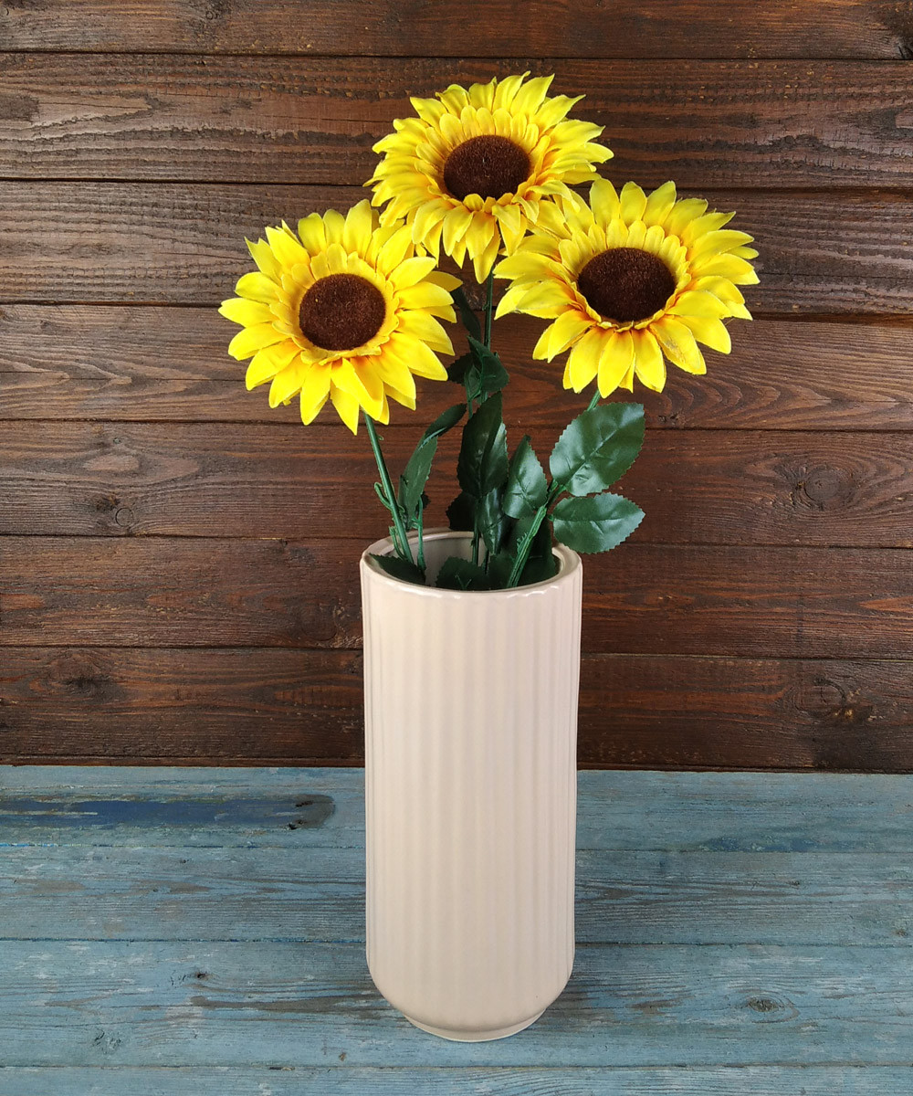 Ваза для квітів Венеція бежева 25.5 см кераміка, фото 1