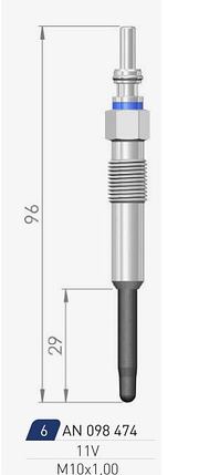 Свічка накала Transporter T5 Octavia 1U Fabia Golf 4 Bora Audi A4 1.4TDI 1.9TDI 2.5TDI виробник A-N Parts, фото 1