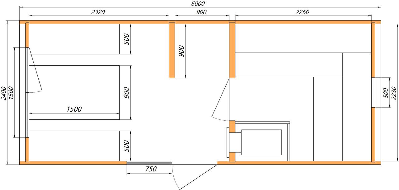 Мобильная квадро баня бочка под ключ 6,0х2,4 м - фото 7 - id-p1546413881