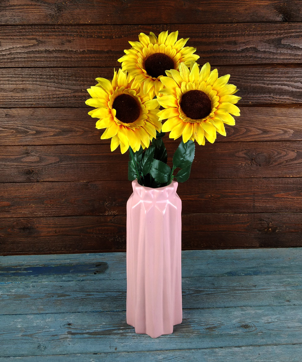 Ваза для квітів Грань №3 рожева 27,5 см кераміка