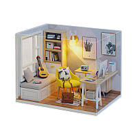 3D Румбокс DIY Cute Room QT-007-B Sunshine Study Room детский кукольный дом конструктор 45шт