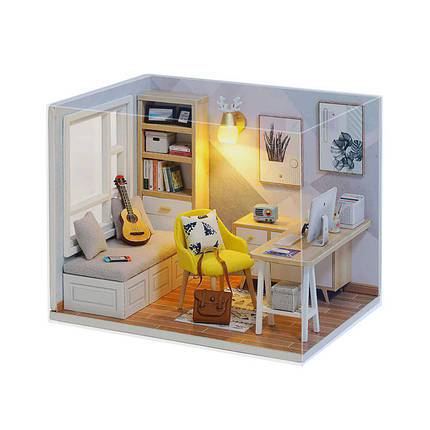 Ляльковий дім конструктор DIY Cute Room QT-007-B Sunshine Study Room 3D Румбокс, фото 1