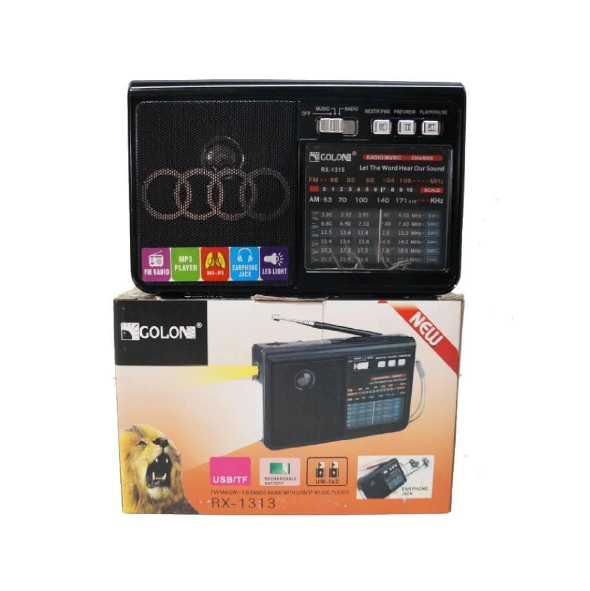 Радиоприёмник-колонка аккумуляторный Golon RX-1313 MP3 USB SD Черный - фото 4 - id-p1546432666