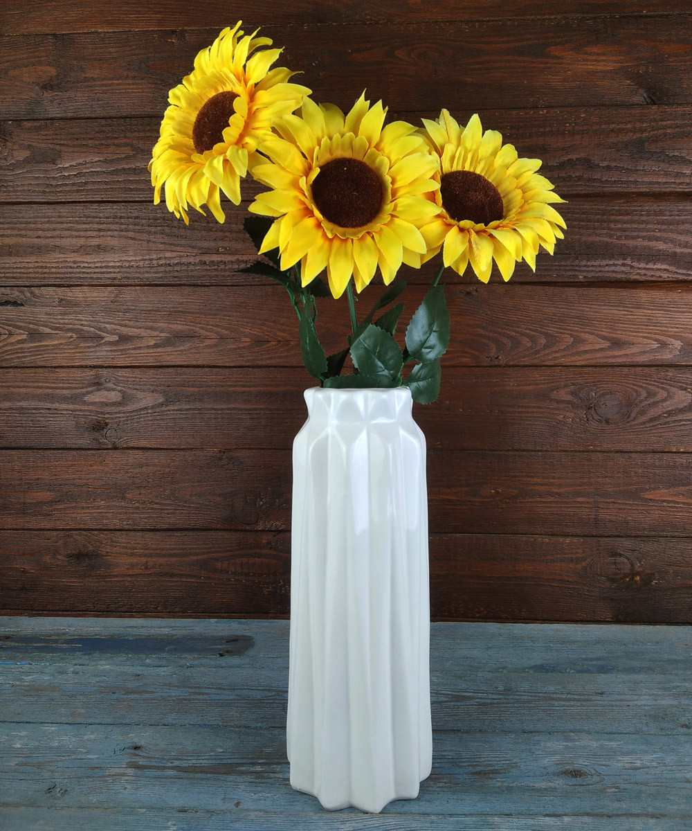 Ваза для квітів Грань №3 біла 27,5 см кераміка, фото 1