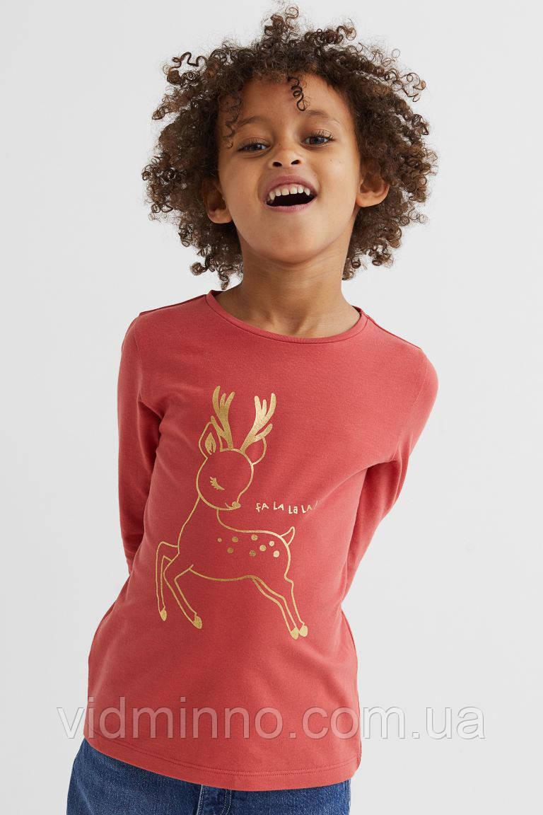 Дитяча кофта лонгслів Олень H&M для дівчинки р.92 - 1,5-2 роки