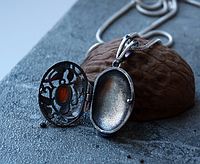 Кулон с секретом (открывающийся) из серебра с природным сердоликом