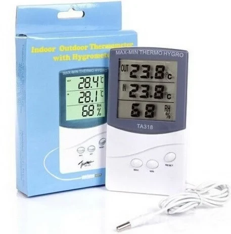 Термометр TA 318 + Виносний Датчик тТемператури, Цифровий із Гігрометром Метеостанція